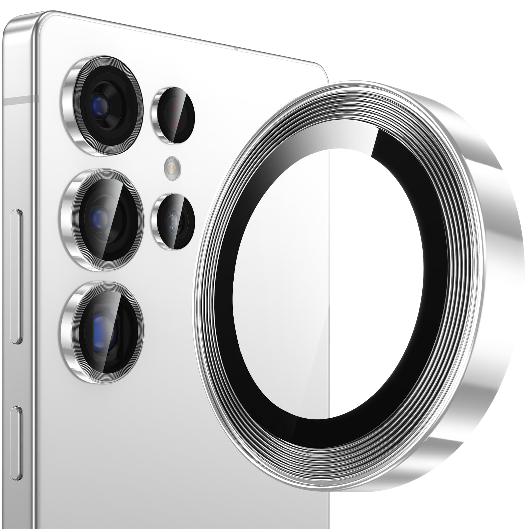 YWXTW [2025 Original Like for Samsung Galaxy S25 Ultra Camera Lens Protector, [Ultra-Thin & 6X Stronger] S25 Ultra Camera Lens Cover, 9H Tempered Glass Upgraded Metal Edging(Titanium Silver)