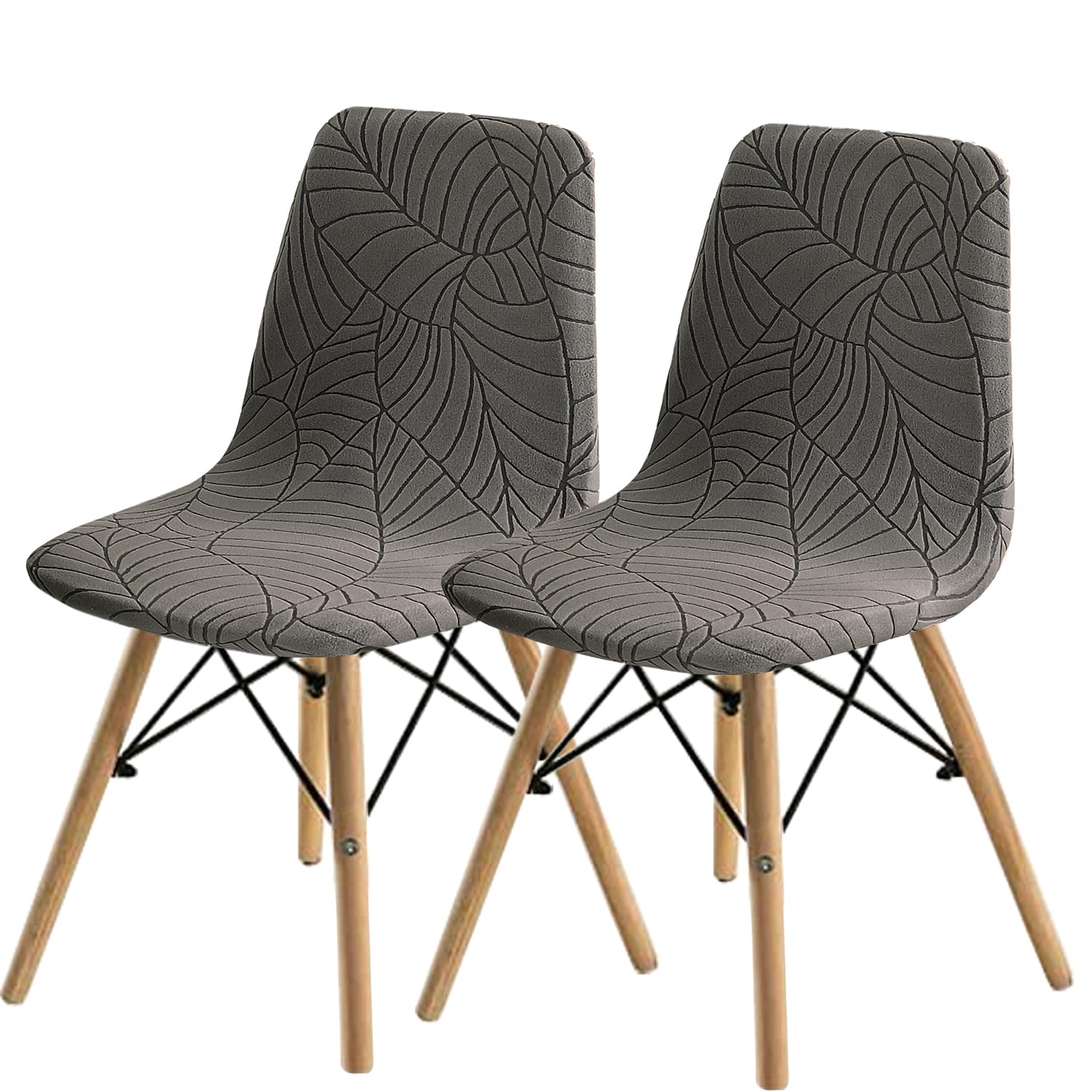 SHENGYIJING Dining Chairs Covers Set of 2/4/6,Style Shell Dining Chair Mid Century Modern Chair Sipcover,Upholstered Dining Accent Side Chair Covers (Taupe1,2 Pieces)