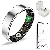BIEMHA Women Men Smart Ring Health Tracker, Sleep Exercise Health Monitoring Wearable Device, IP68 Waterproof, iOS/Android Compatible, No Subscription Required, 5‑Day Long Lasting Battery (Silver, 7)