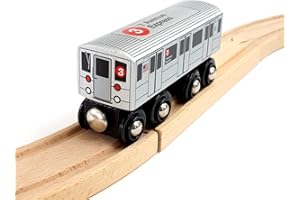 MUNI PALS Munipals New York City Subway Wooden Railway (A Division/IRT) 3 Train/7 Avenue Express–Child Safe and Tested Wood Toy Train