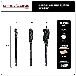 Greycore Tools 3-Piece 6 Inch 3-Flute Auger