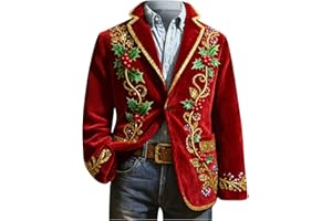 Christmas Blazer Men Corduroy Christmas Printed Jacket Xmas Holiday Party Single Breasted Business Office Blazer