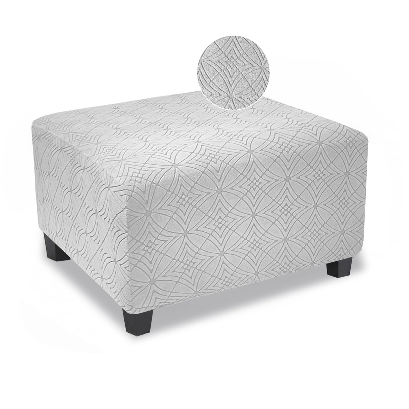 Photo 1 of TOPHMDECOR Ottoman Cover Square,X-Large Thick and Stretchable Ottoman Slipcover for Square and Rectangle Ottomans,Furniture Protector and Foot Stool Cover for Living Room Decor,Light Grey,X-Large