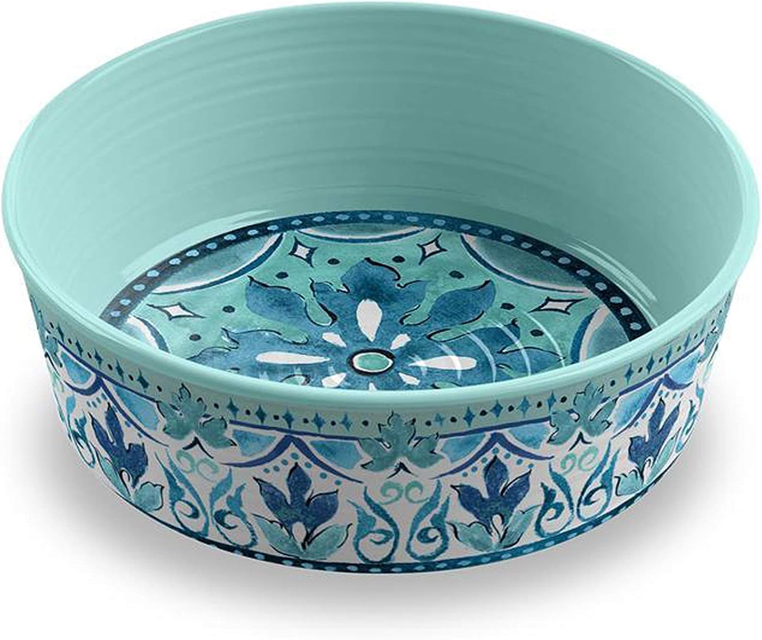Auntie Morags Gibraltar Melamine Large Pet Bowl, Wood,Blue