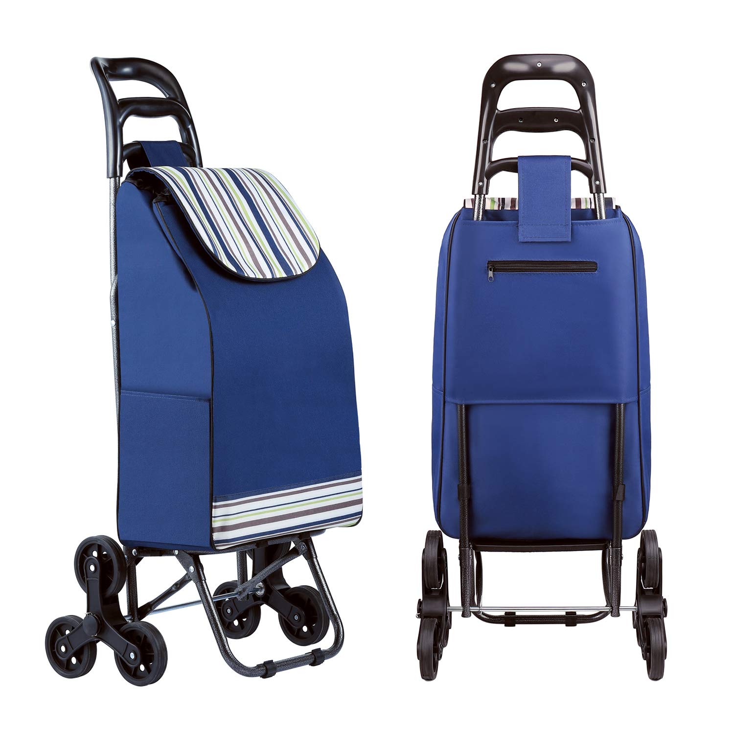 Carrello Spesa Pieghevole Con Sedile E Ruote Scala, Borsa In Oxford, 32x52x20 Cm, Portata 50 Kg, Per Spesa E Picnic - 2