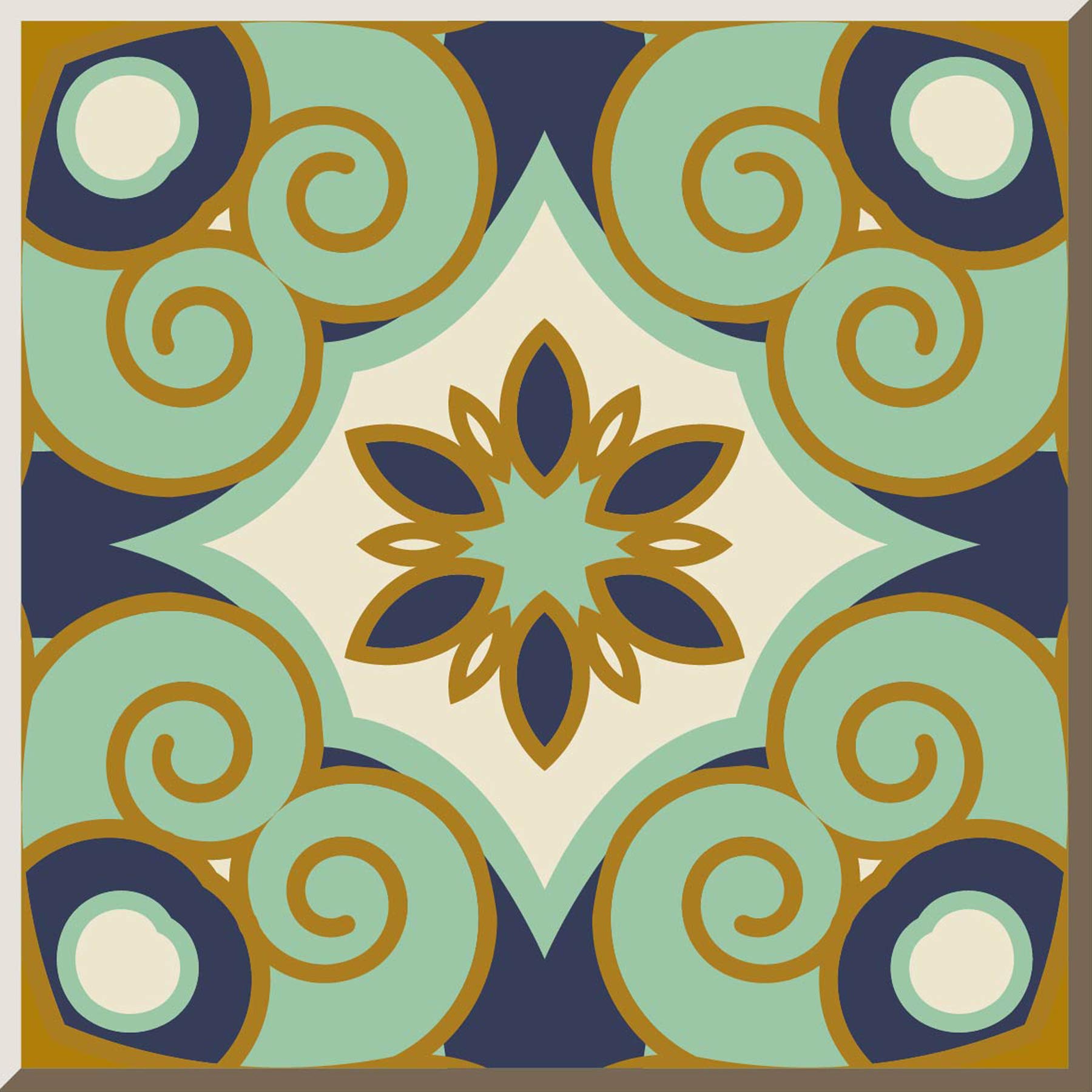 Poromoro Spanish Portuguese Azulejo Style Peel and Stick Backsplash Tile Stickers Set of 16 pcs(3.9_20)