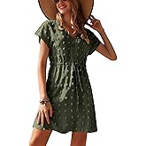 Ekouaer Womens Swimsuit Cover Up Swiss Dots Chiffon Bikini Beachwear Flowy Pom Pom Coverups