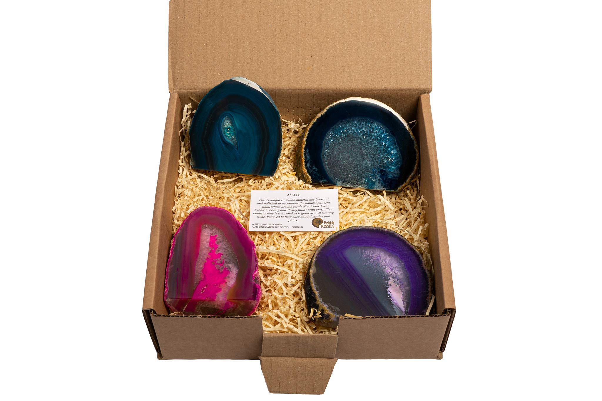 Gift Boxed Genuine Brazilian Agate Ornaments (Mixed Colours - Set of 4)