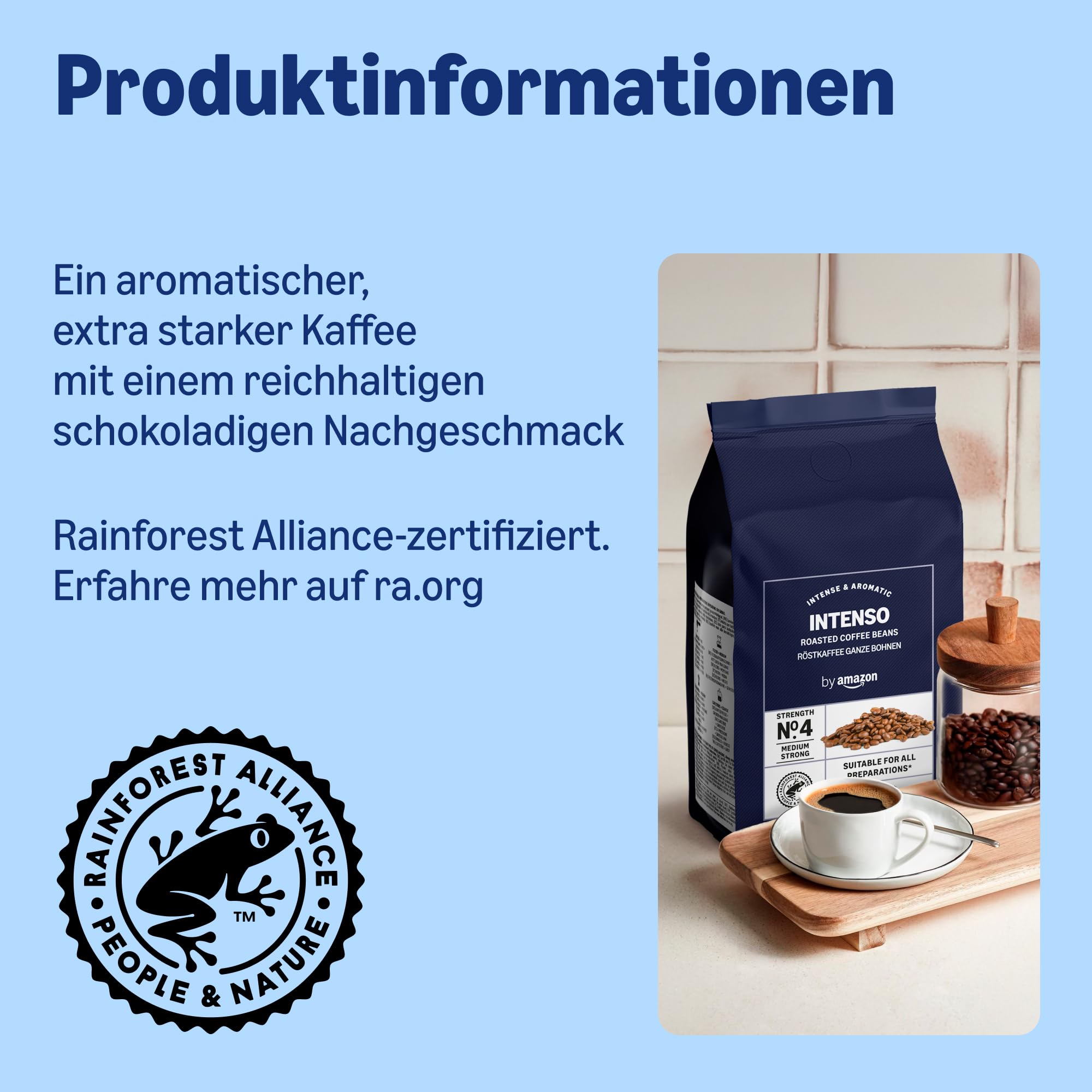 by Amazon Intenso Kaffeebohnen, dunkel geröstet, 2 kg (2 Packungen à 1kg) – Rainforest Alliance Certified 2
