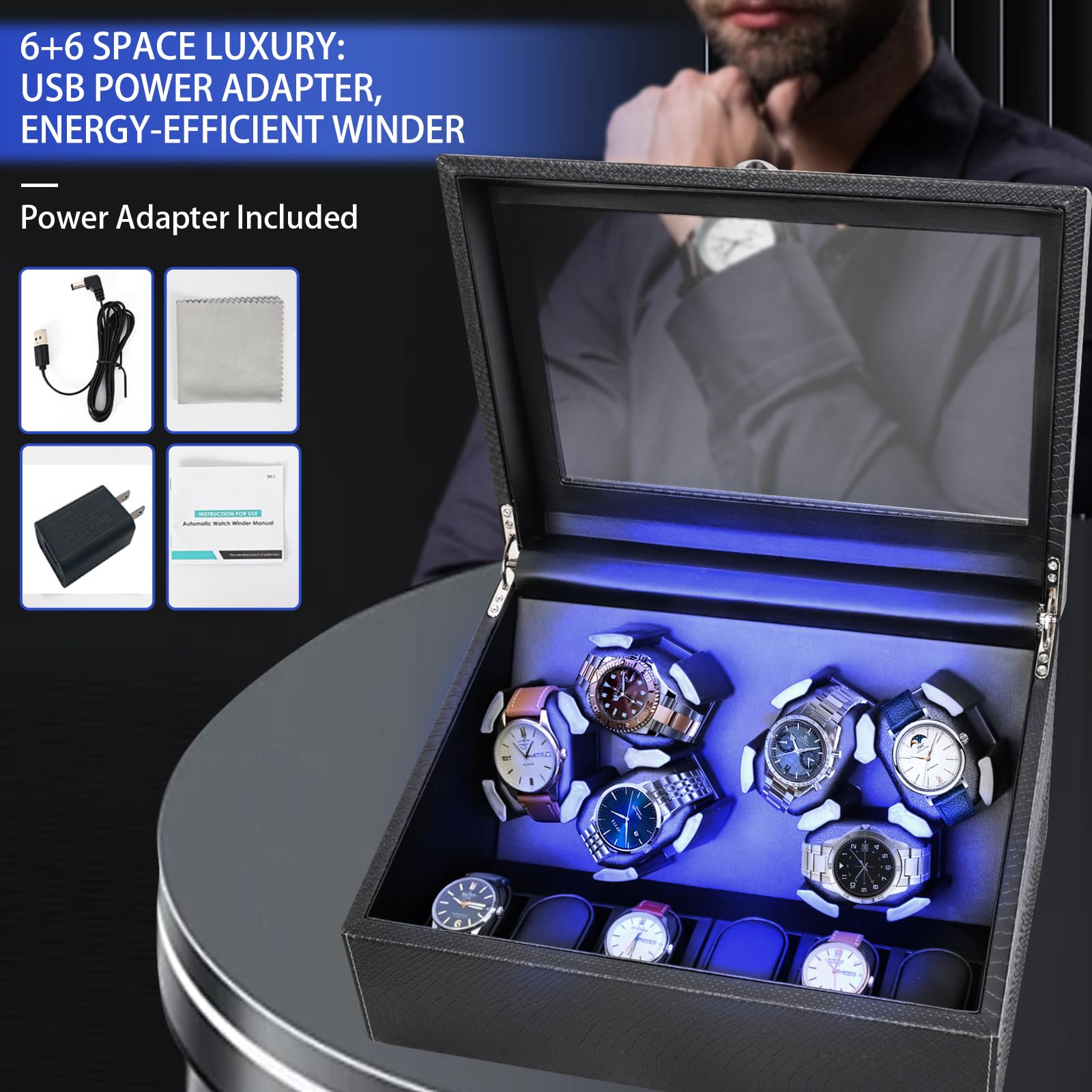 hightall Luxury Automatic Watch Winder for Rolex/Omega/Cartier for Automatic Watches with Whisper-Quiet Motor (5dB), Anti-Scratch Memory Foam & Stable Base