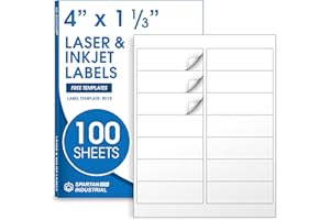 4" X 1 1/3" Matte White Printable Labels Compatible with Inkjet and Laser Printers - 100 Sheets, 1400 Total Paper Stickers fo