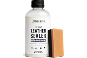 Leather Hero Top Coat – Leather Sealant & Protective Finish for Dye, Paint, Car Seats, Shoes & More – Scratch-Resistant Color Restorer with Applicator – 4oz (High Gloss Finish)
