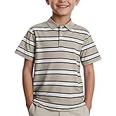 Hiseewuun Kids Boys Striped Polo Shirts Short Sleeve Lightweight Golf Tops 5-14 Years