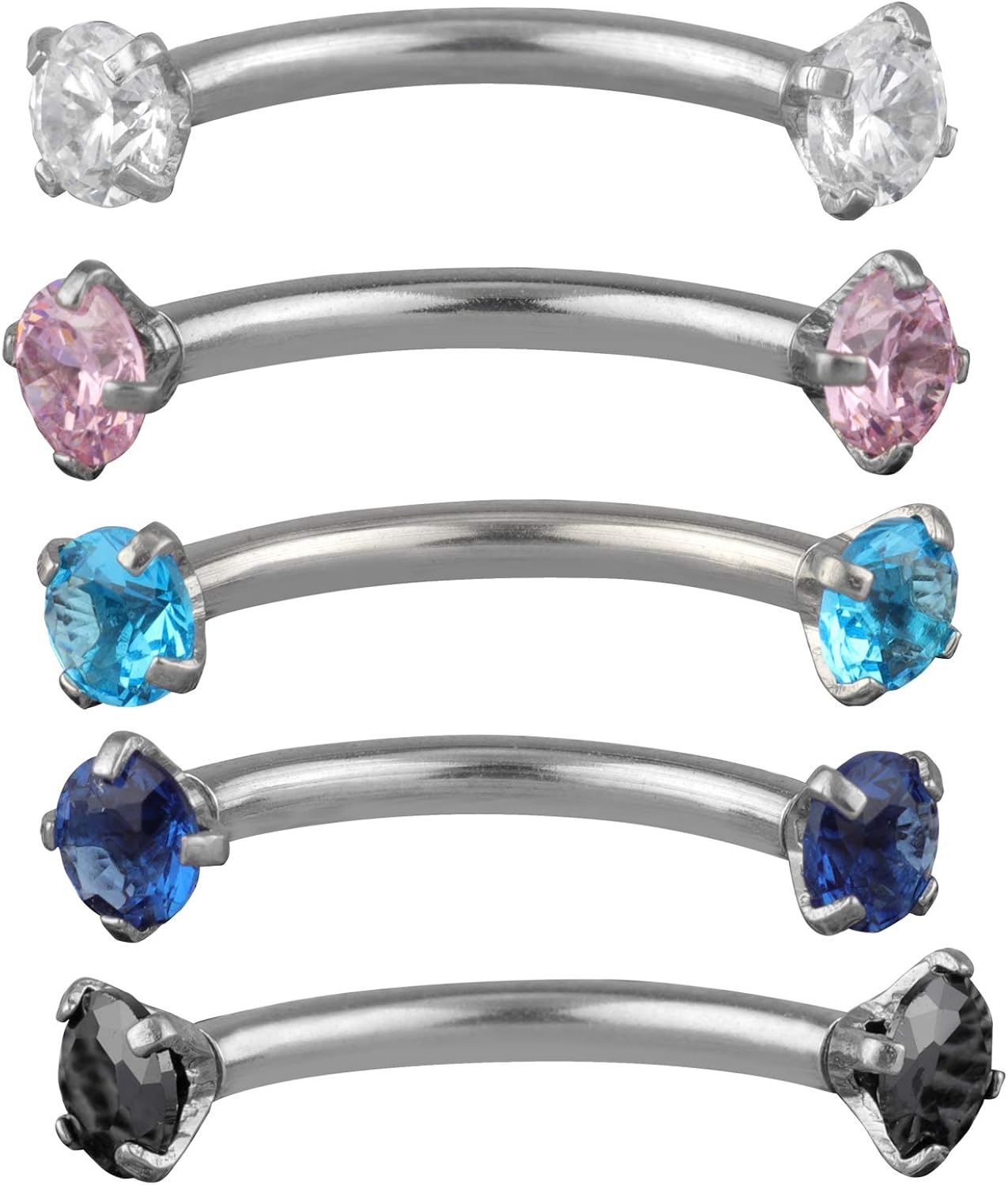 FORYOU FASHION Surgical Steel 16G 10mm Clear Cubic