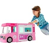 Barbie Camper, Doll Playset with 50 Accessories | Transforms into Truck, Boat &amp; House, Includes Pool, 3-in-1 Dream Camper