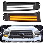 LED Daytime Running fog Lights For 2007-2013 Toyota Tundra Sequoia DRL | Amber Turn Signals LED Headlight Guard Tundra 07-13 Assembly Fog Lights
