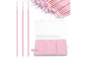 400 Pcs Micro Applicator Brushes,JASSINS Microswabs for eyelash extensions,Disposable 2mm Precision Mascara swab,For Cleaning and Applying Makeup (Light pink)
