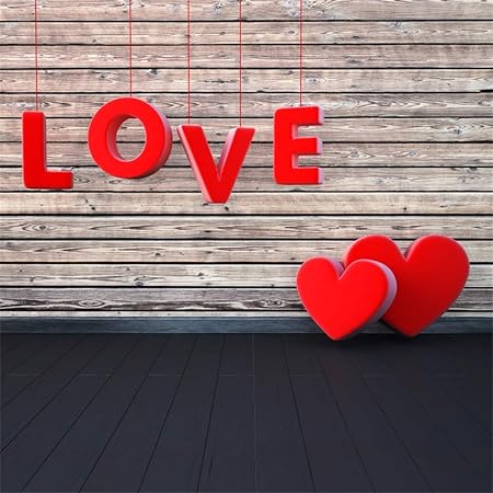 Amazon Aofoto 10x10フィート レッド ラブレター バレンタイン背景 写真用 白 壁 黒 木製 床 結婚式 記念日 母の日 写真 背景 女の子 ポートレート 写真 スタジオ 小道具 ビニール Aofoto バックペーパー 背景布