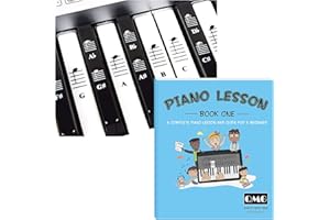 QMG Piano and Keyboard Stickers and Complete Piano Music Lesson and Guide Book for Kids and Beginners