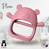 Infatot Chipmunk Teether Mitten Silicone Soothing Glove 0-6 Months Plum view 5