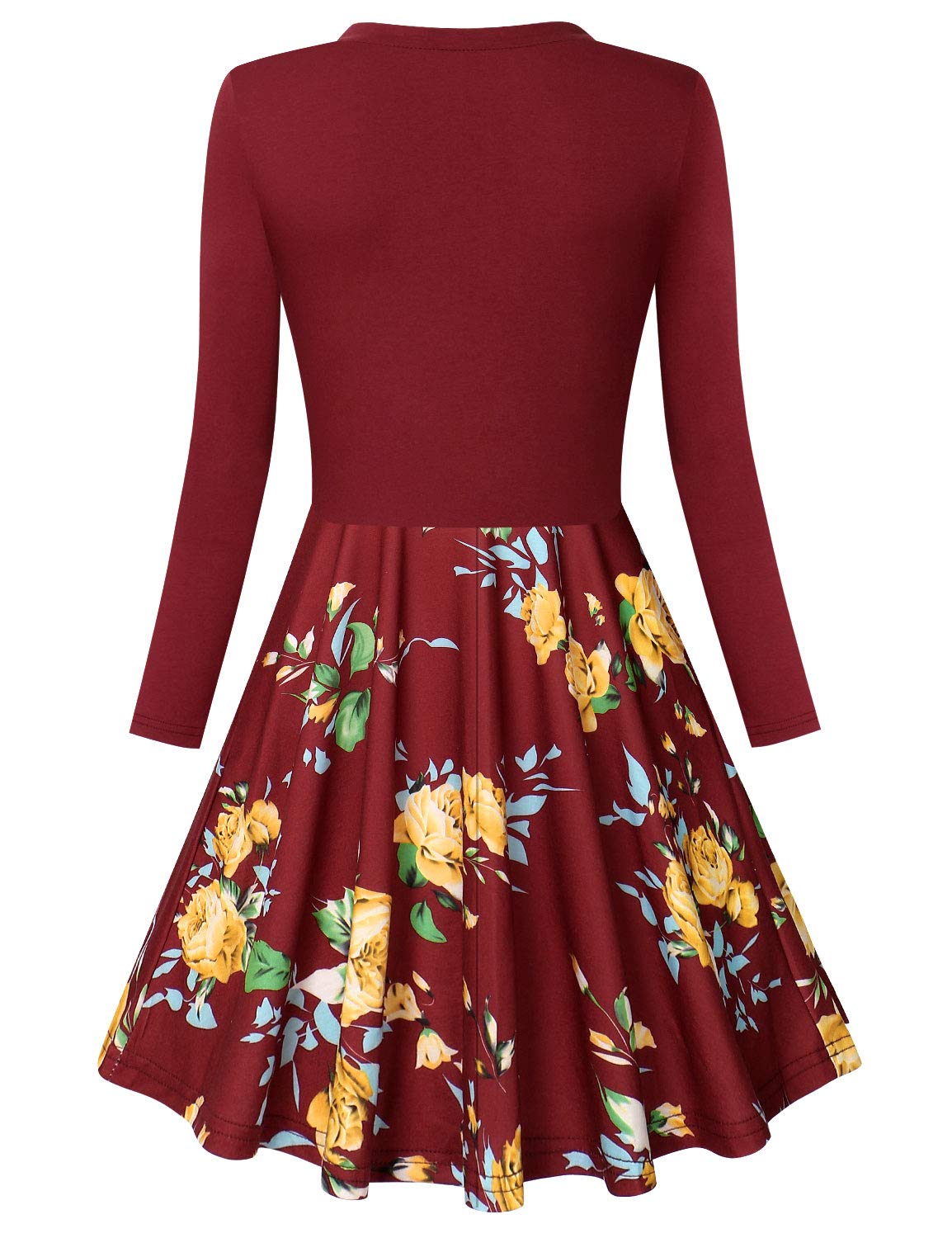 Diphi LiLi Dresses for Women, Ladies Classy 1950s Vintage Dresses V-Neck Loose Fit and Flare Fall Work Dresses for Women Chrysanthemum Yellow XX-Large