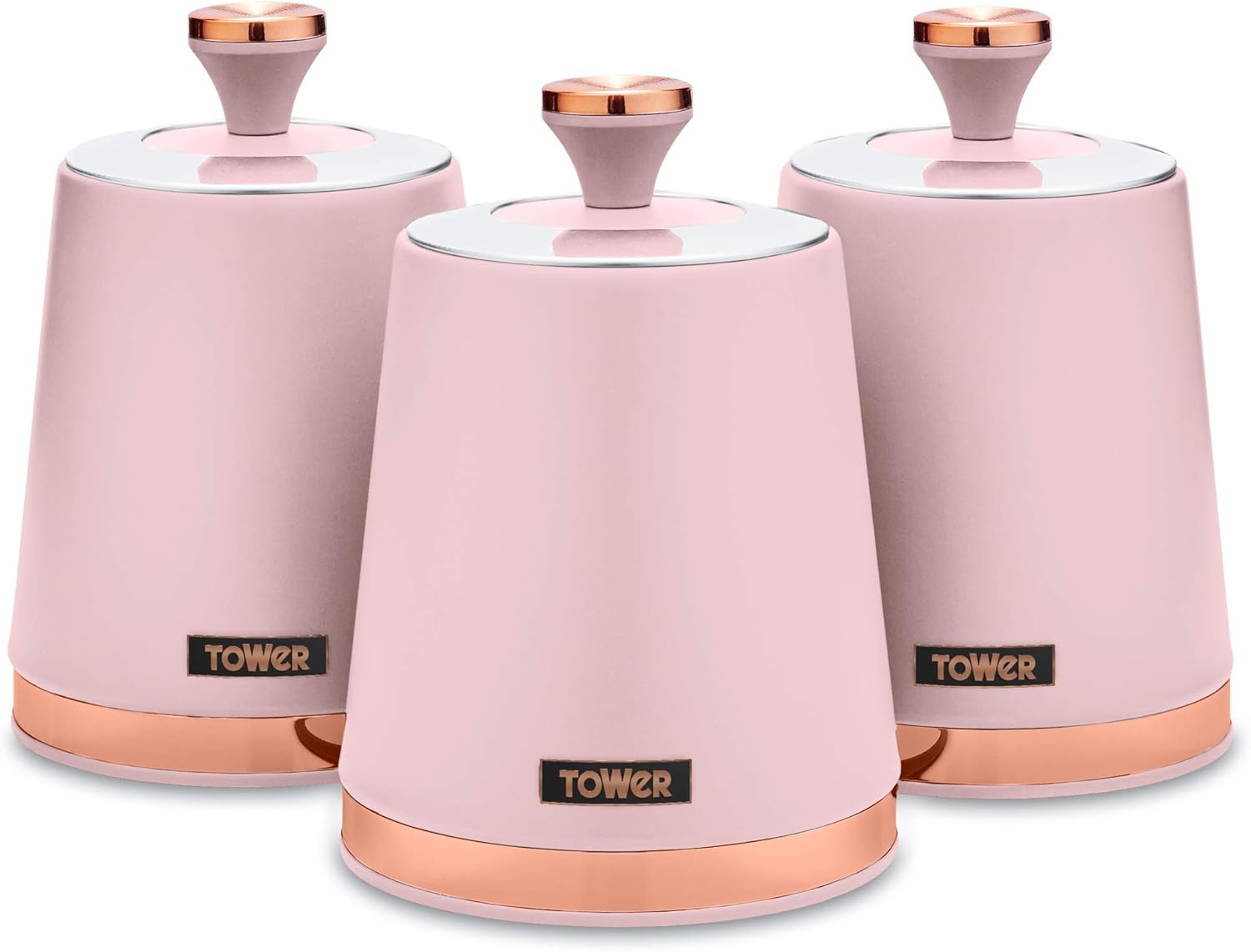 Tower T826131PNK Cavaletto Set of 3 Storage Canisters for Coffee/Sugar