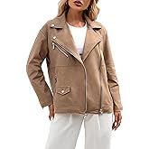 LY VAREY LIN Women Womens Faux Suede Jackets Long Sleeve Casual Zipper Biker Moto Jacket Outfits