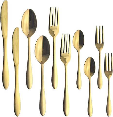 Amazon Co Jp ナガオ 燕三条 ディナーカトラリーセット ゴールド 10本 18 0ステンレス 日本製 ホーム キッチン