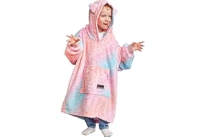 Catalonia Oversized Blanket Hoodie for Kids, Wearable Fleece Sweatshirt Pullover with Large Front Pocket, 4-12 Years Boy Girl