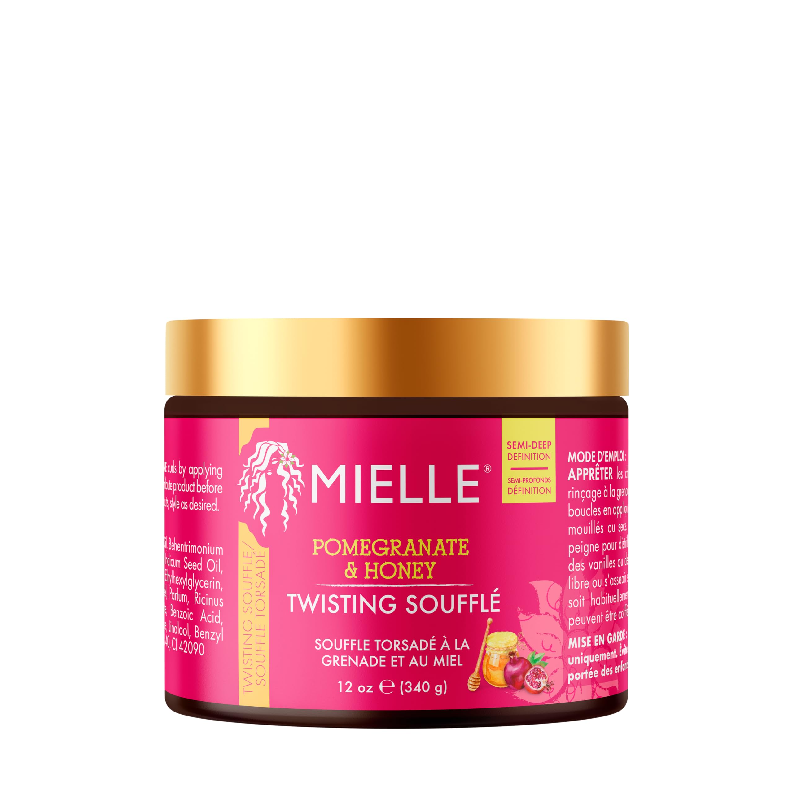 Mielle Pomegranate & Honey Twisting Hair Styling Souffle - Moisturising Curly Hair Cream for Type 4 Curly & Coily Hair - Conditions & Defines Curls, 340 g (Pack of 1)