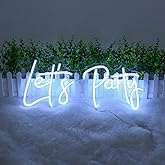 Hawisphy Let's Party Neon Signs, Neon Light Sign for Wall Decor 20 x 9Inches Large LED Neon Sign Art Decorative Lights for Wedding Party Home Bar Store Festival, White