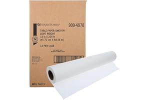 Henry Schein Exam Table Paper, 12 Rolls/Case, 18"x225", Lightweight Smooth, White, Latex-Free – Ideal for Medical and Dental Offices