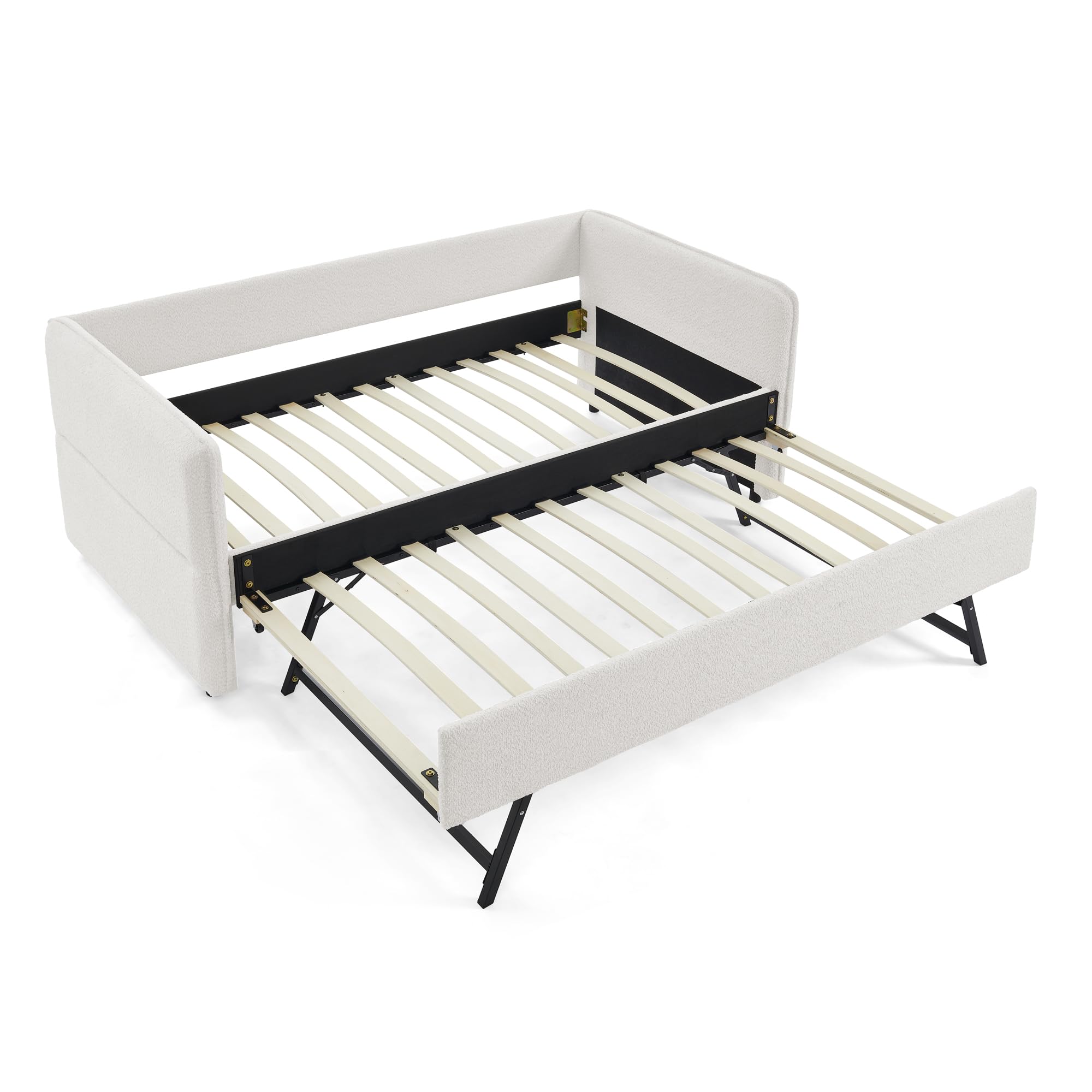 Photo 1 of FOR PARTS ONLY -  KEIKI Twin Size Upholstery Tufted Daybed with Erectable Trundle, Easy Assembly, No Box Spring Required, for Living Room and Bedroom, Beige