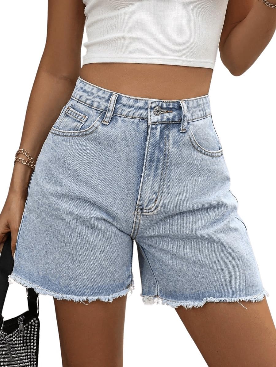 High-waist jean shorts
 for women