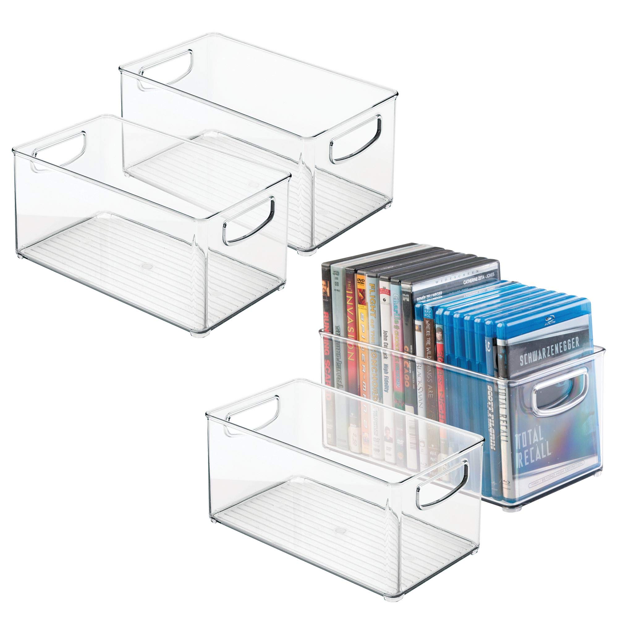 mDesign Stackable Household Storage Organizer Container Bin for DVDs