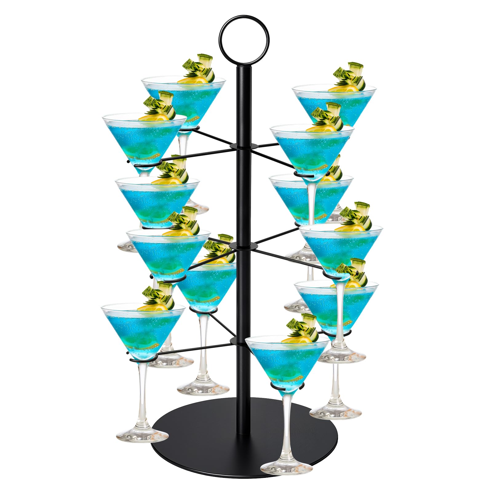 Photo 1 of BOHUIZ Cocktail Tree Stand for Drinks, Metal Drink Tower 3 Tiers 12 Holders Champagne Tower for Bar Stand Parties Martini Margarita Cups