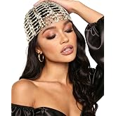 Ababalaya Sequin Disco Beanie 100% Cotton Handmade Crochet Beanies | Y2K Boho Handmade Knit Beanie Hollow Out Sequin Skull Caps for All Seasons Nightclubs Parties Music Festivals