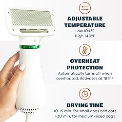 2-in-1 Dog Hair Dryer with Slicker Brush for