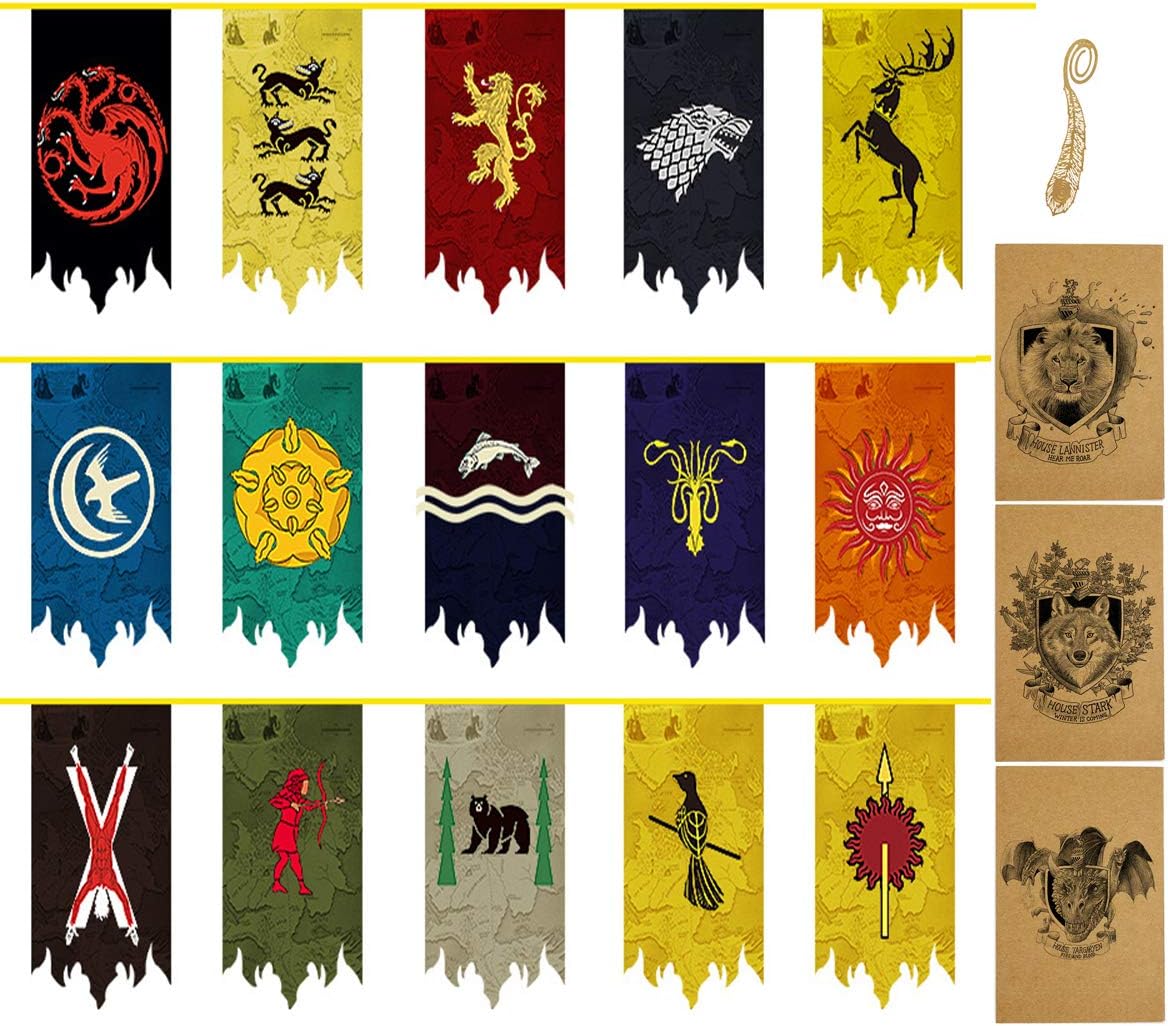 Birthday Party Gift Game Banner, Throne Flag Poster for Wall Decor (5m 15pcs)