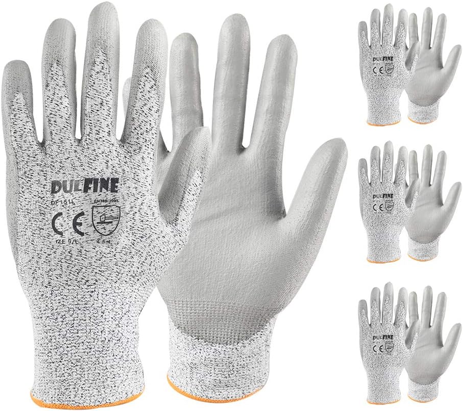 Cut Resistant Work Gloves PU Coated-3 Pairs,DF151, High Cut Level 5,Superior GRIP Performance,Ideal for General Duty Work (Extra Large)…
