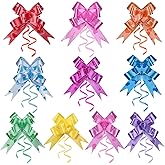 Pull Bows for Valentine's Day Mother's Day Gift Wrapping 100 Pieces 10 Colors Small Heart Printed Ribbon Bows for Present Wrapping Wedding Christmas Thanksgivings Easter Birthday Party Baskets Bags