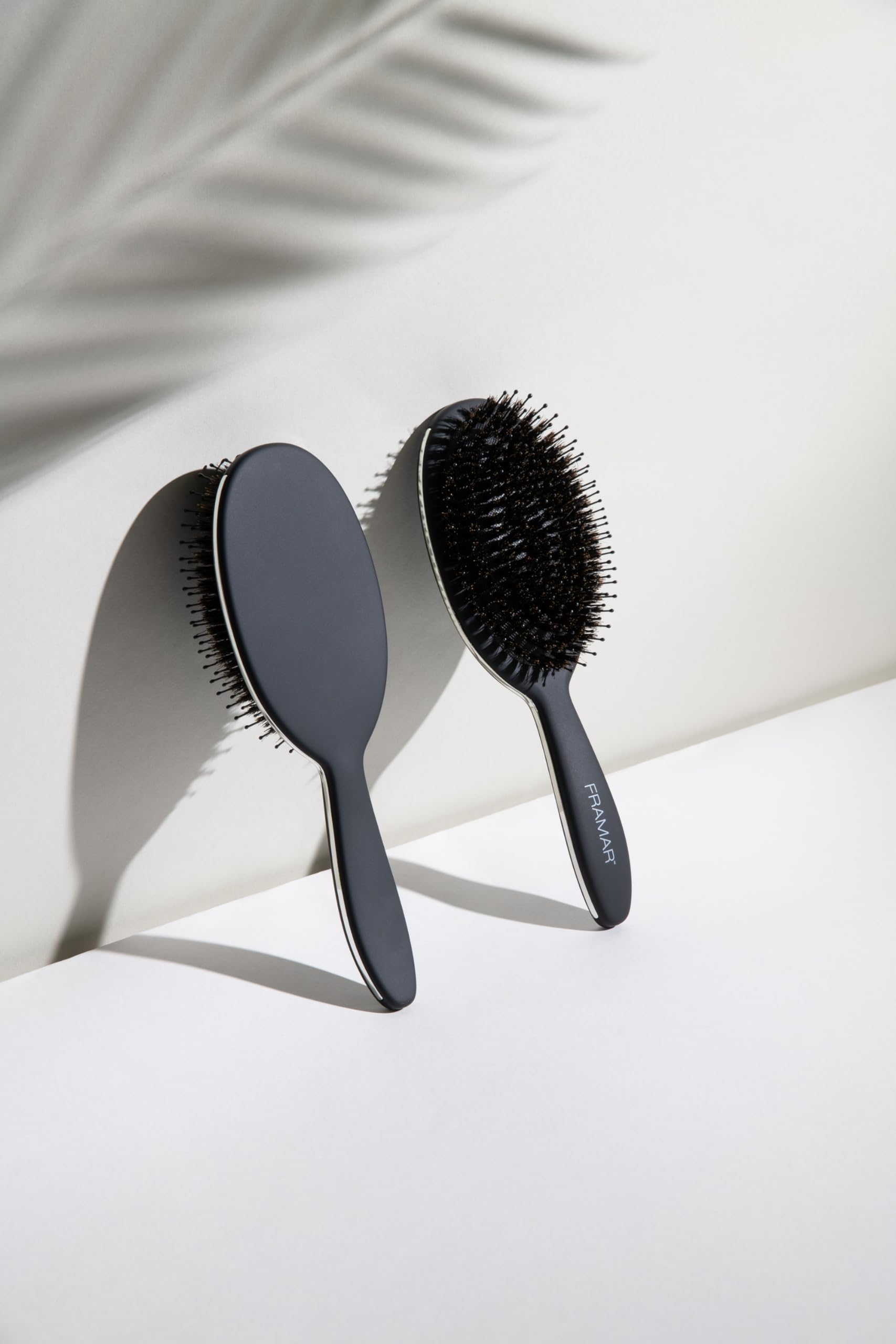 FRAMAR Soft Boar Bristle Hair Brush For Women – Boars Hair Brush For Women, Boar Brush For Fine Hair, Hairbrush For Fine Hair, Soft Bristle Brush For Slick Back, Volume and Shine - Black