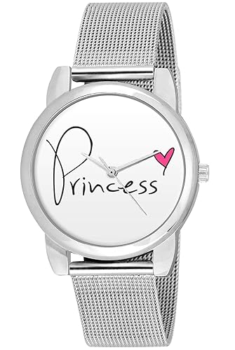 Valentine Gifts for her, Princess Silver Chain Analog Womens Watch