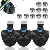 Electronic Fishing Bite Alarm with 10 Bonus Batteries | LED &amp; Sound Alert, Sensitive Siren for Day &amp; Night Carp Fishing, Waterproof Sensor for Bank Fishing Rods