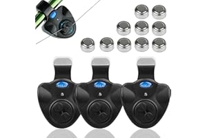 Coolnice 6 Packs Fishing Bite Alarm with Bonus 10 Batteries Sensitive Electronic Indicator LED Sound Alert On Fishing Rod with Loud Siren Suitable for Daytime Night Fishing Outdoor Carp