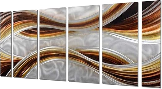 Amazon Com Contemporary Brown Metal Wall Art Modern Extra Large Wall Decor Artwork Decorative Large Sculpture Fireplace Display Metallic Accents Ready To Hanging 32x64in Home Kitchen