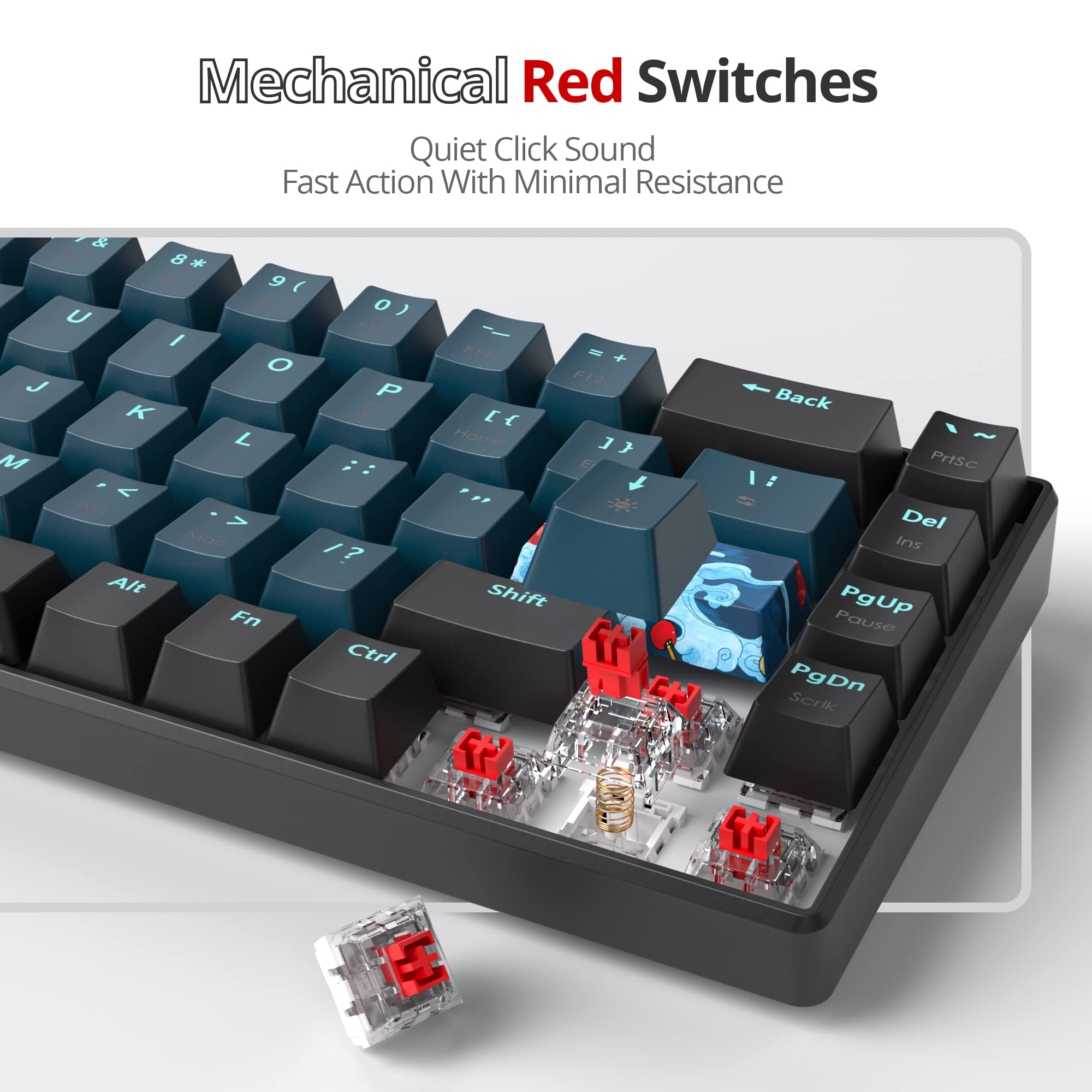 Mua Ussixchare 65 Percent Mechanical Gaming Keyboard 68 Keys RGB Gaming ...