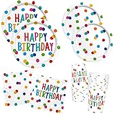 Gatherfun Happy Birthday Decorations: Kids' Birthday Party Supplies with Dots Design - Multicolor, 16 Count, Serves 16