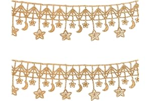 AIETSYEI Gold Lace Trim Metaillic Venice Lace Trim Gold Embroidery Lace Trim Star Craft Lace for Sewing, Costumes, Gowns, Home Decor (4.8 Yards)