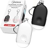 Weten Rechargeable Personal Alarm Keychain - 2 Pack130dB Siren & LED Light - Stylish Personal Safety Alert for Women to Carry